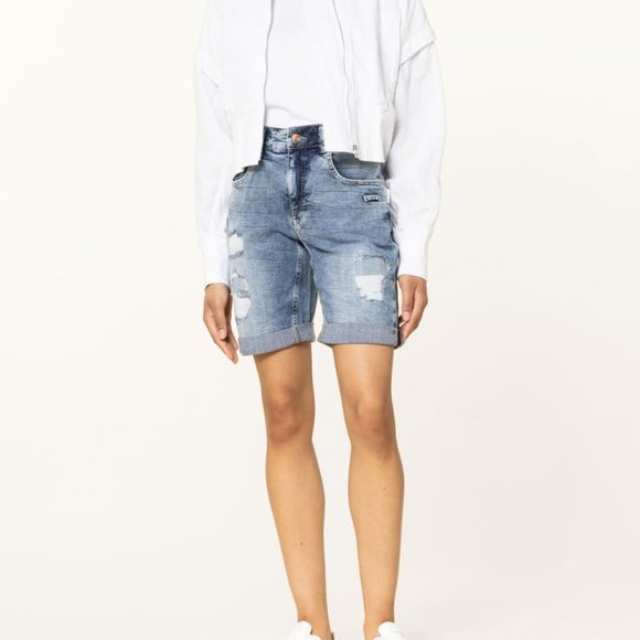 MAC Jeans Pants - MAC Jeans (4) MINA Shorts Distressed Stretch Relaxed Fit (EU 34 / US 4)